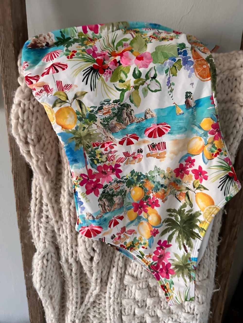 Shade and Shore bandeau one Piece in Amalfi coast style print